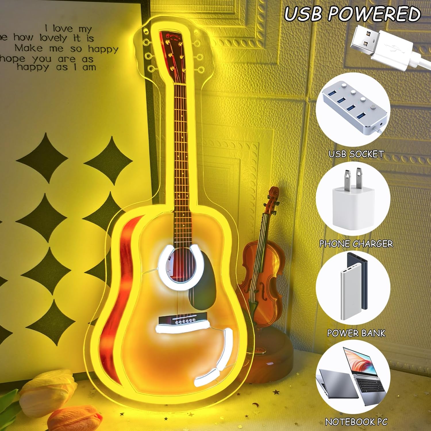 Acoustic Guitar LED Neon Sign  - đánh giá và giá Lighting Christmas Decor
